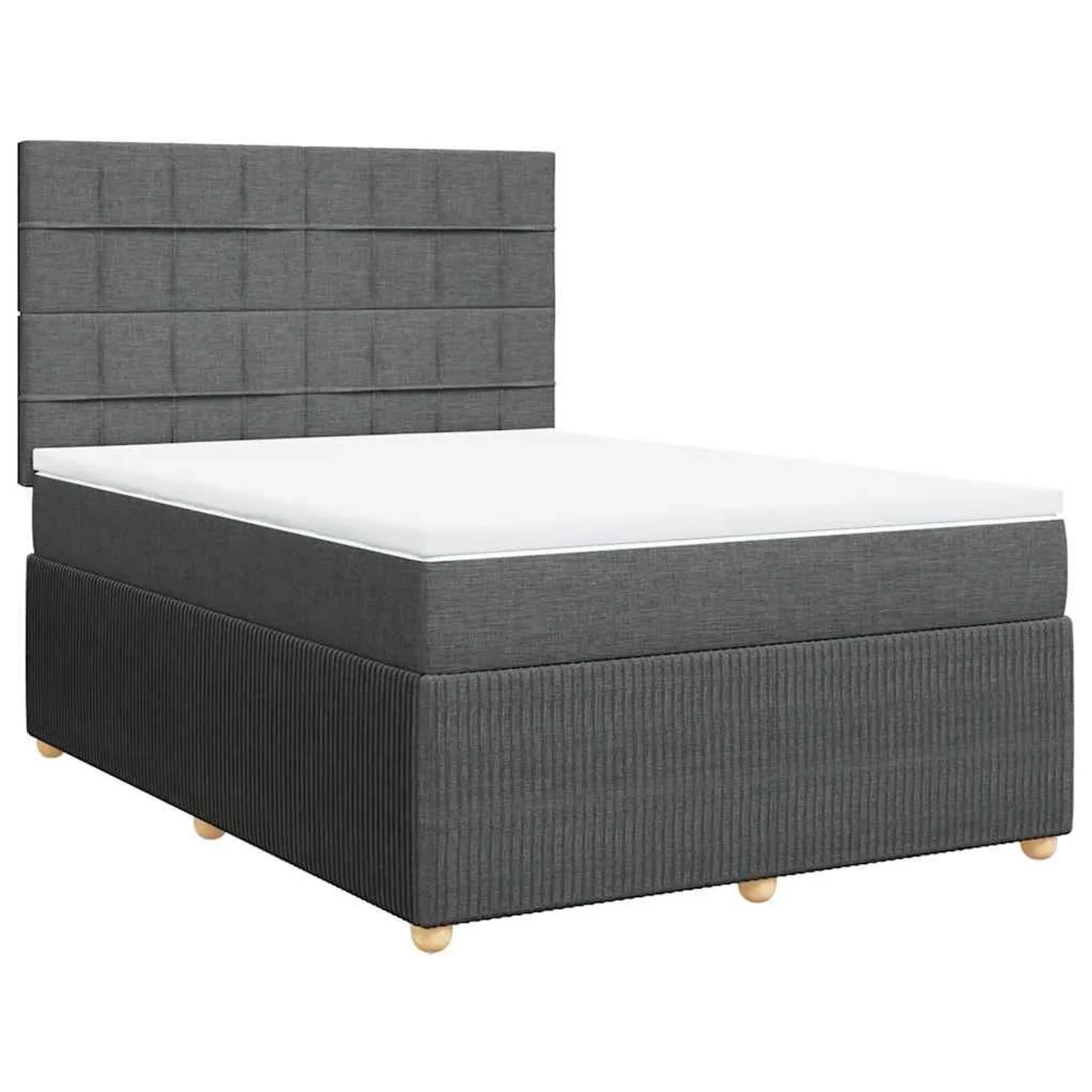 vidaXL Boxspringbett mit Matratze Dunkelgrau 160x200 cm Stoff 3294408