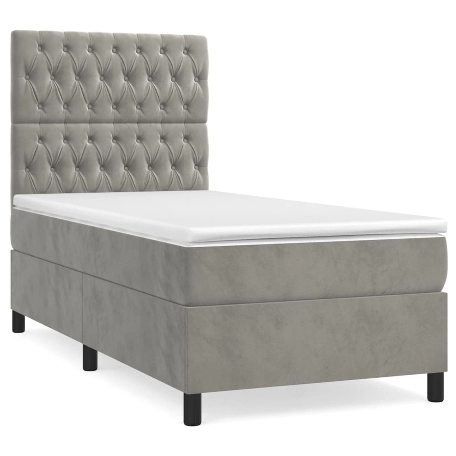 vidaXL Boxspringbett mit Matratze Hellgrau 80x200 cm Samt1349883 günstig online kaufen