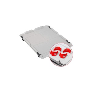 PROREGAL SparSet: 10 Euroboxen mit Deckel und roten Schiebeschnappverschlüssen, 12x40x60 cm.