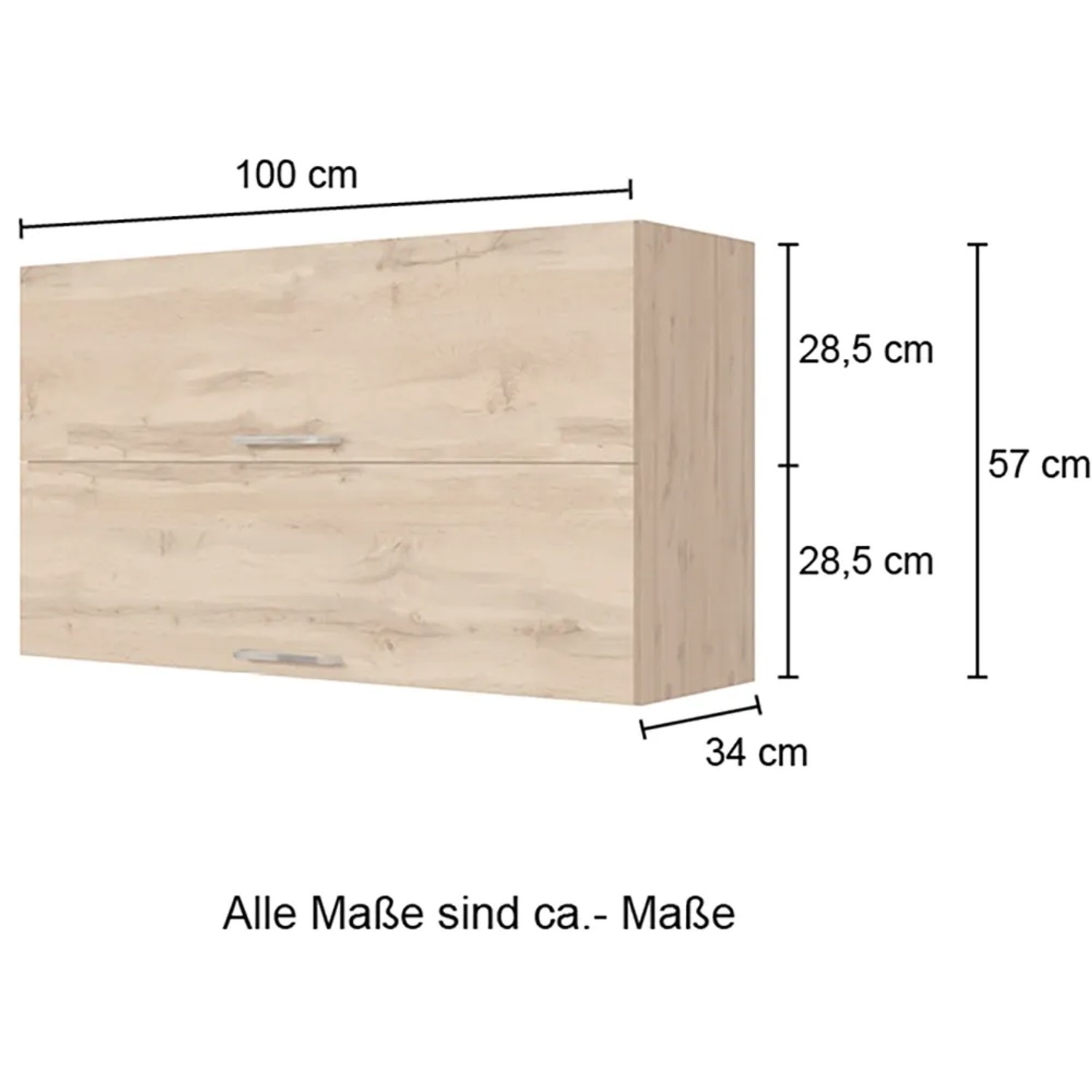 Held Möbel Klapphängeschrank Sorrento, 100x57x34 cm, Anthrazit-Wotaneiche, Küchen-Hängeschrank.