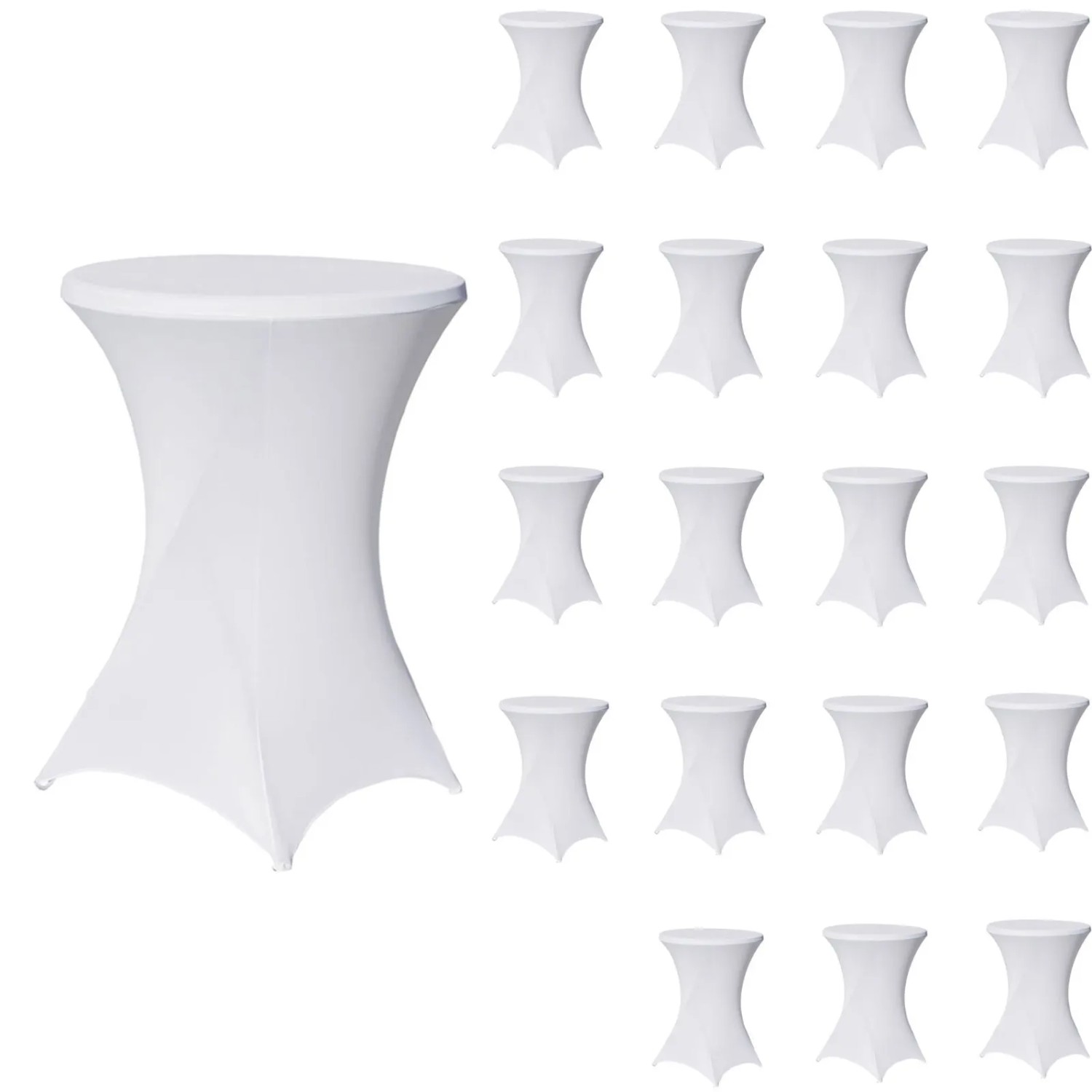 TRUTZHOLM 20x Stehtischhusse Tischdecke Husse Partytisch Decke 60cm Weiß