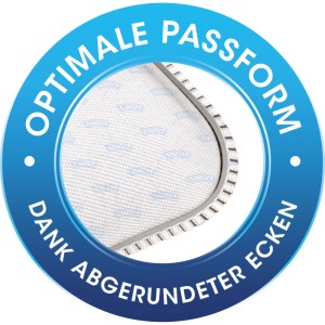 Swirl Staubsaugerbeutel EIO 80: Blaues Siegel betont optimale Passform dank abgerundeter Ecken des Beutels.