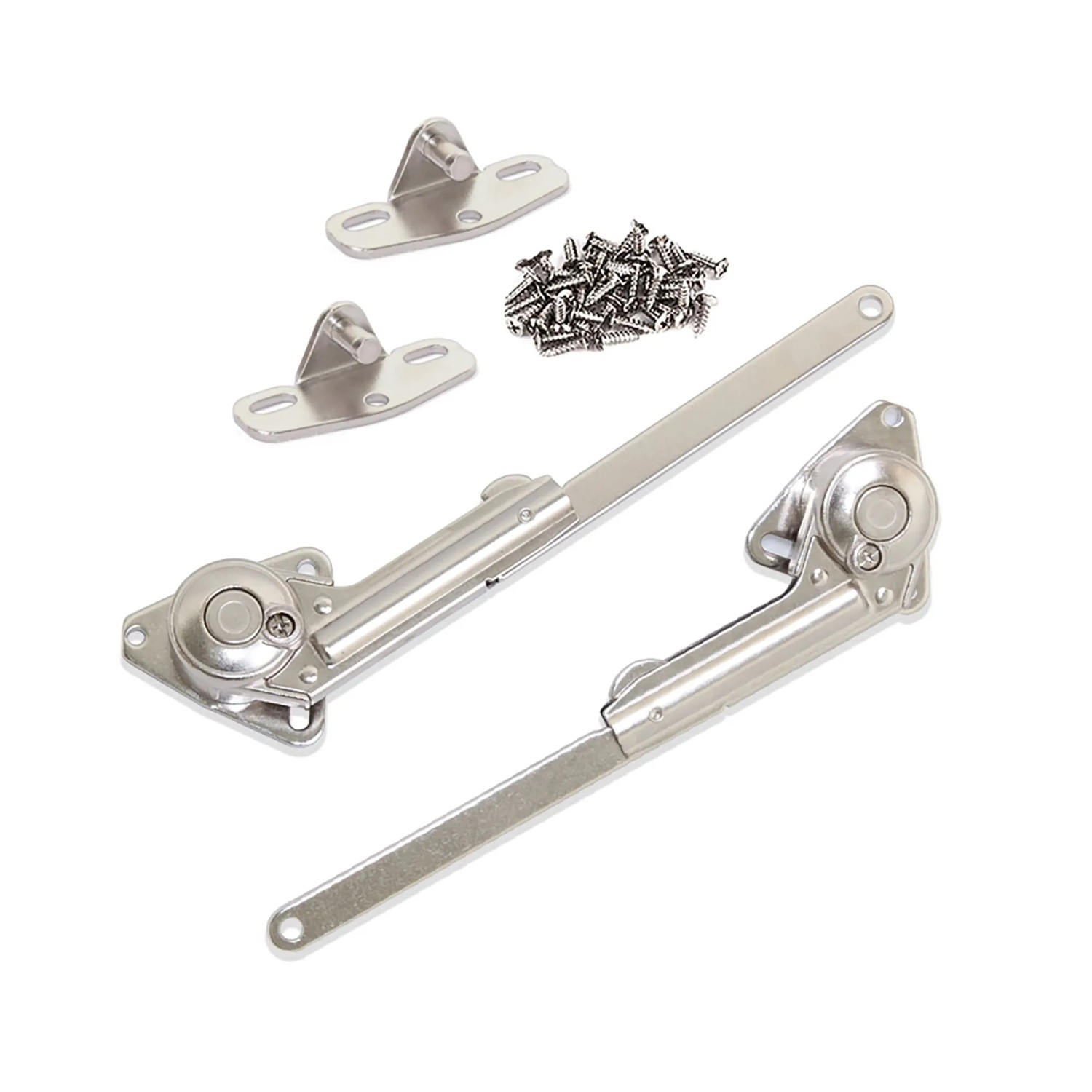 Emuca Set Klappenstütze und Klappenhalter NSDX 20 bis 70kgxcm Kraft Stahl und Zamak Vernickelt