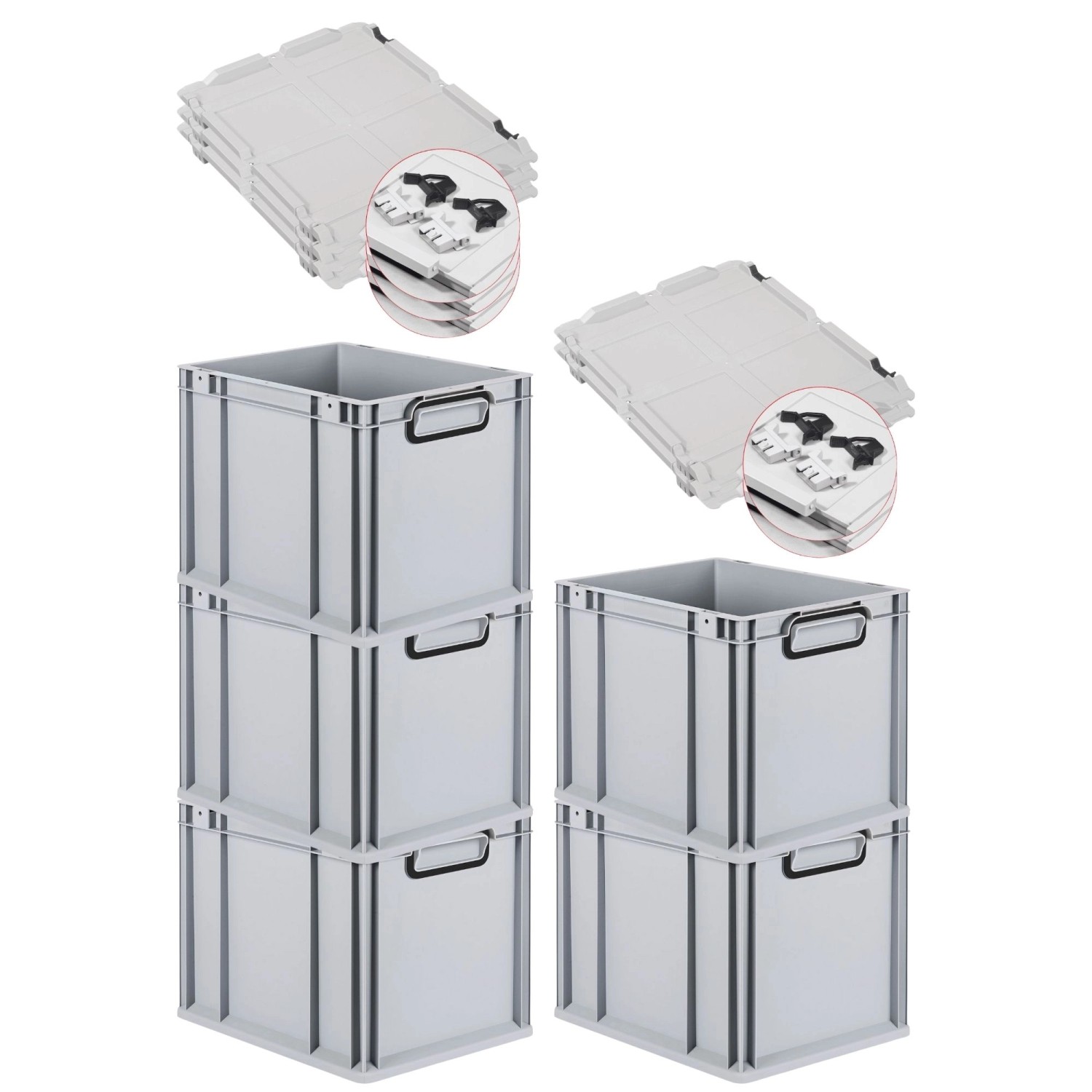 PROREGAL SuperSparSet 5x Eurobox Nextgen Color Mit Scharnierdeckel HxBxT 32 günstig online kaufen