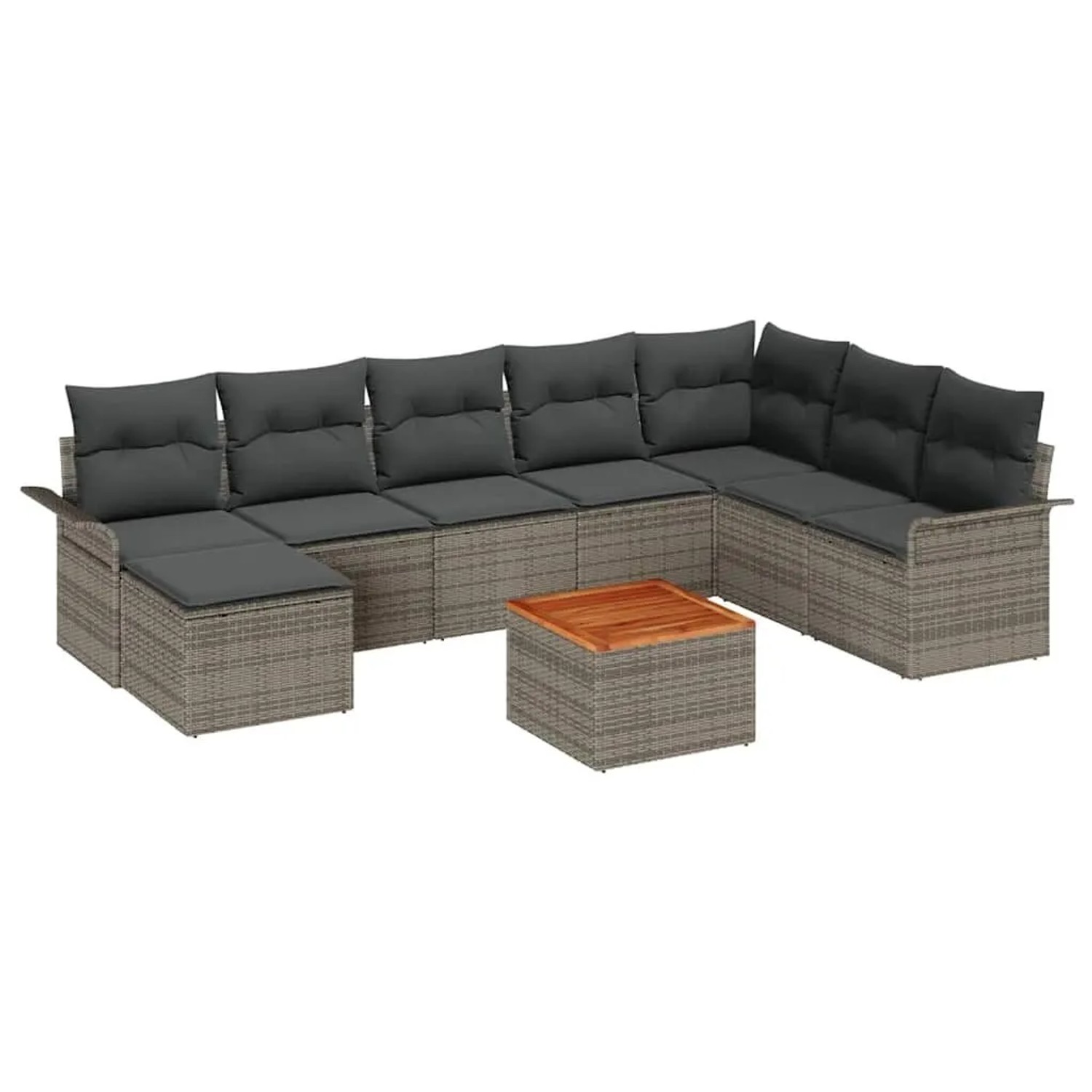 vidaXL Gartensofa-Set mit Speicher 9 Stk Grau Poly-Rattan 3356032 günstig online kaufen