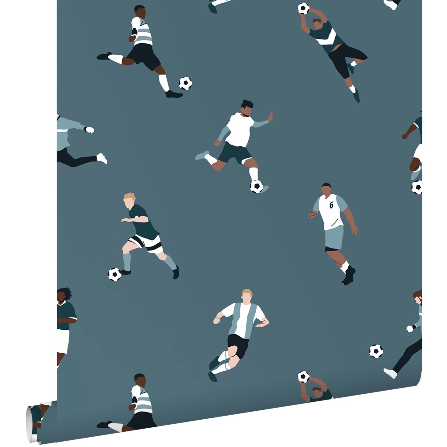 ESTAhome Tapete Fußballspieler Dunkelblau 50 x 900 cm günstig online kaufen
