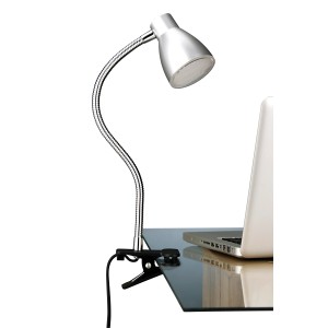 Briloner LED-Klemmleuchte Grip in Titan, flexible Schreibtischlampe mit Klemme.