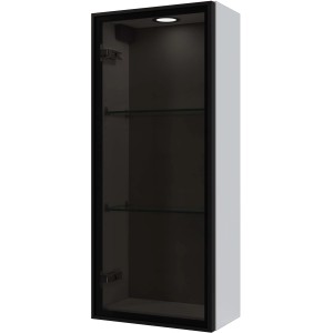 Pelipal Quantum Wandschrank, Weiß Glanz, 30cm mit Rauchglastür und LED-Spot für Bad.