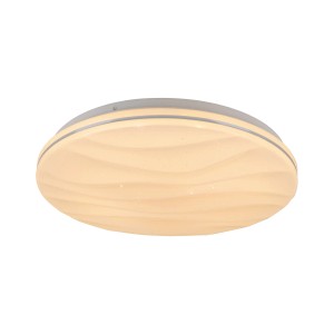 Weiße, runde LED-Deckenleuchte Austin Smart Home mit Kristalleffekt, Durchmesser 38cm.
