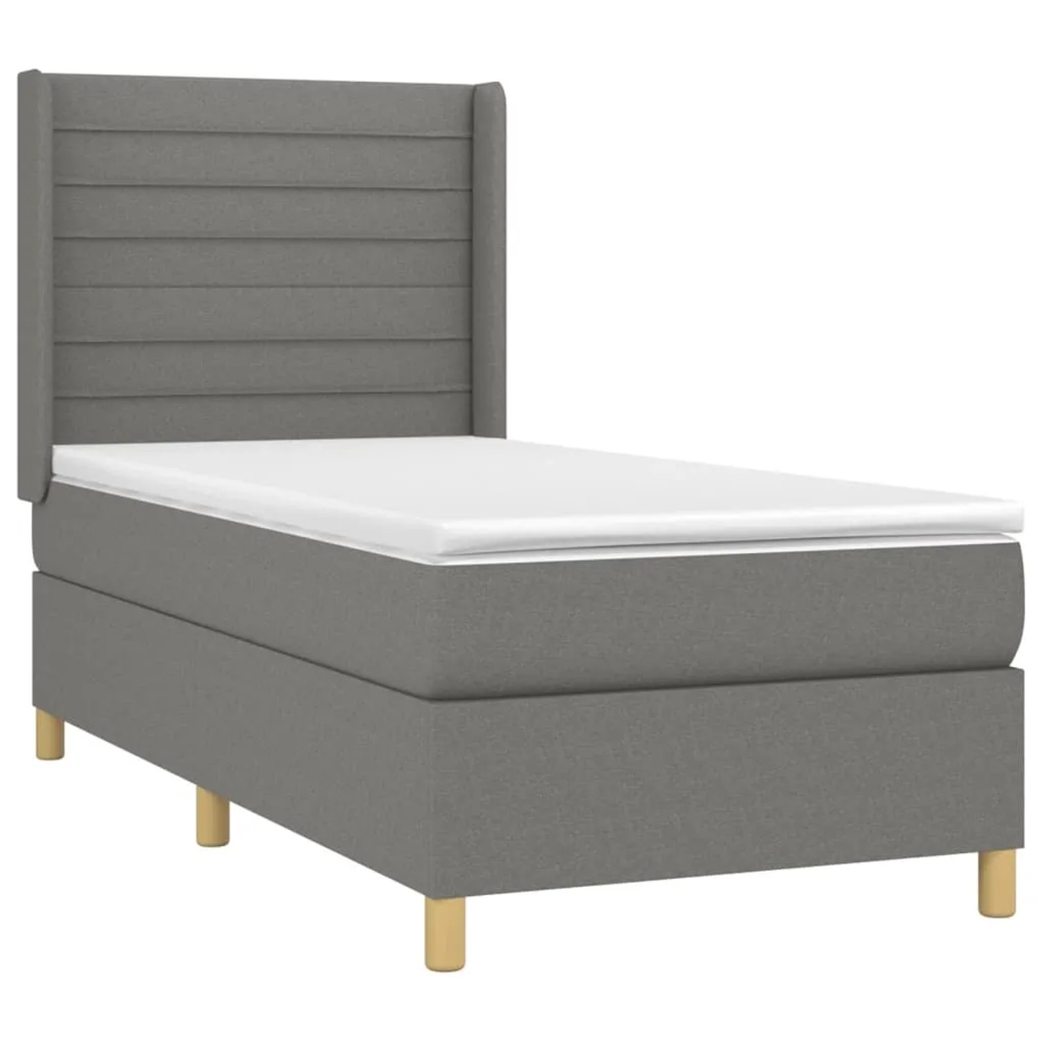 Dunkelgraues vidaXL Boxspringbett 80x200 cm mit Matratze und Kopfteil.