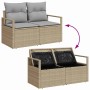 Beiges 7-teiliges vidaXL Garten-Sofa-Set mit Stauraum aus Poly Rattan.