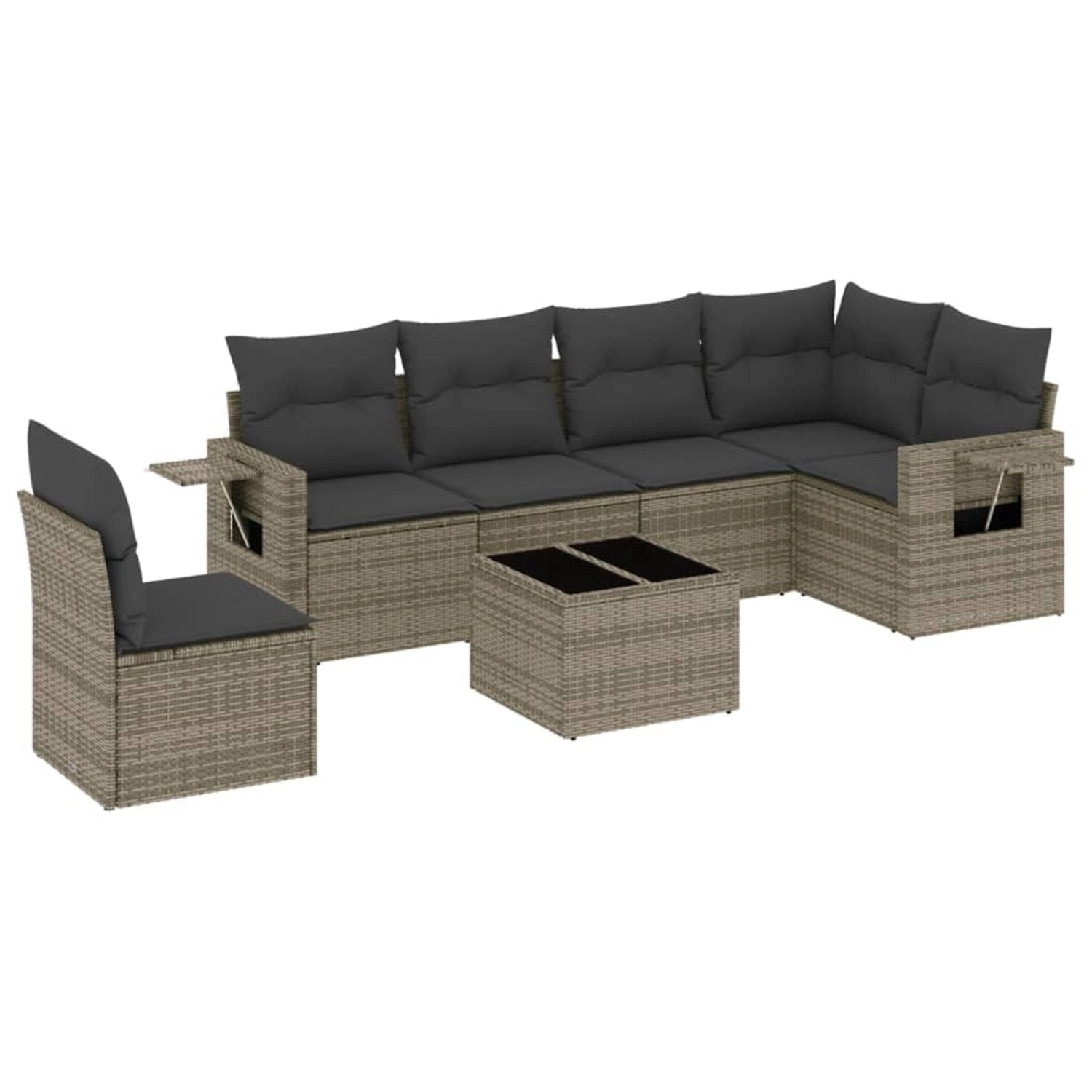 vidaXL 7-Tlg Garten-Sofagarnitur mit Kissen Grau Poly Rattan 3220239 günstig online kaufen