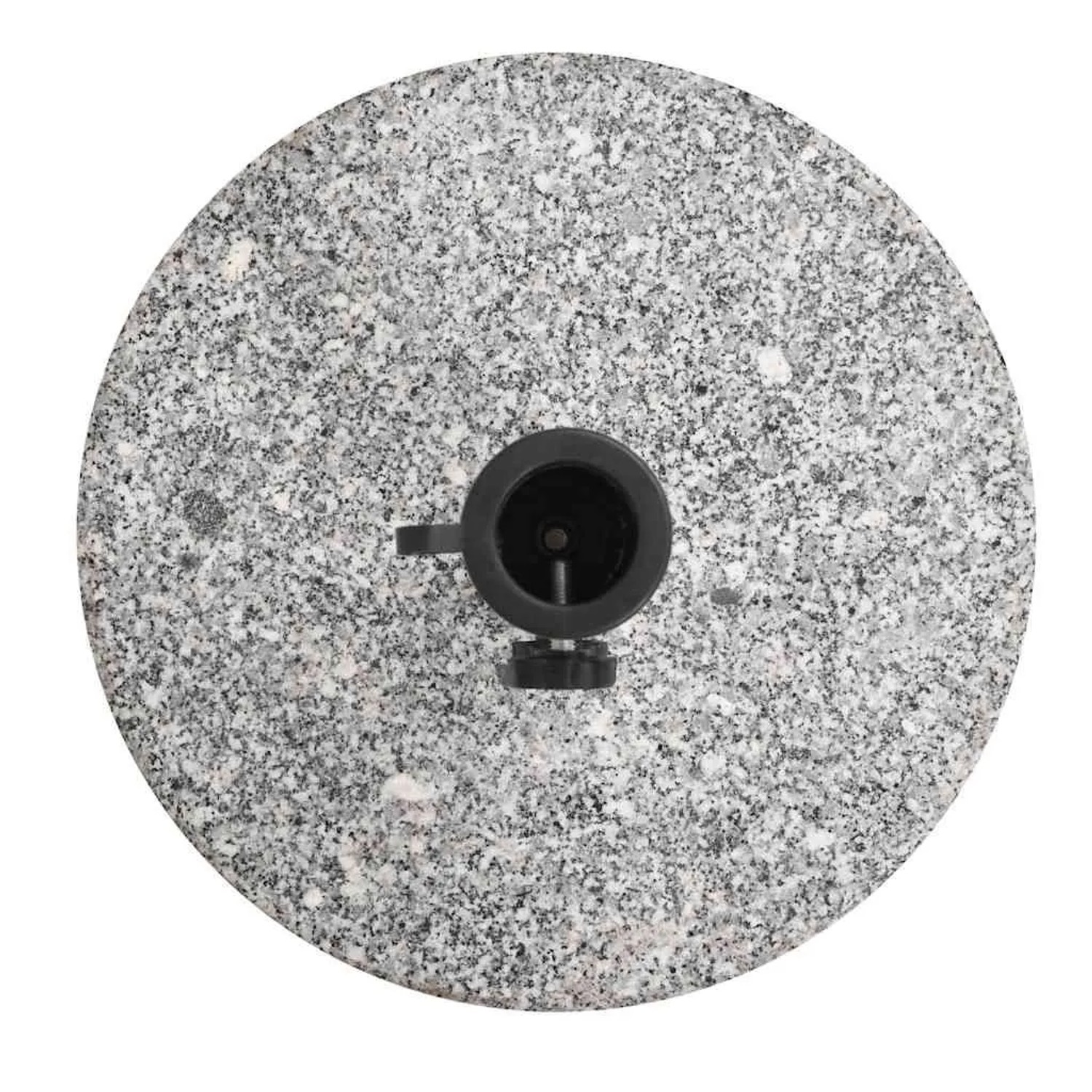 Grauer, runder vidaXL Sonnenschirmständer aus Granit, 20 kg schwer.