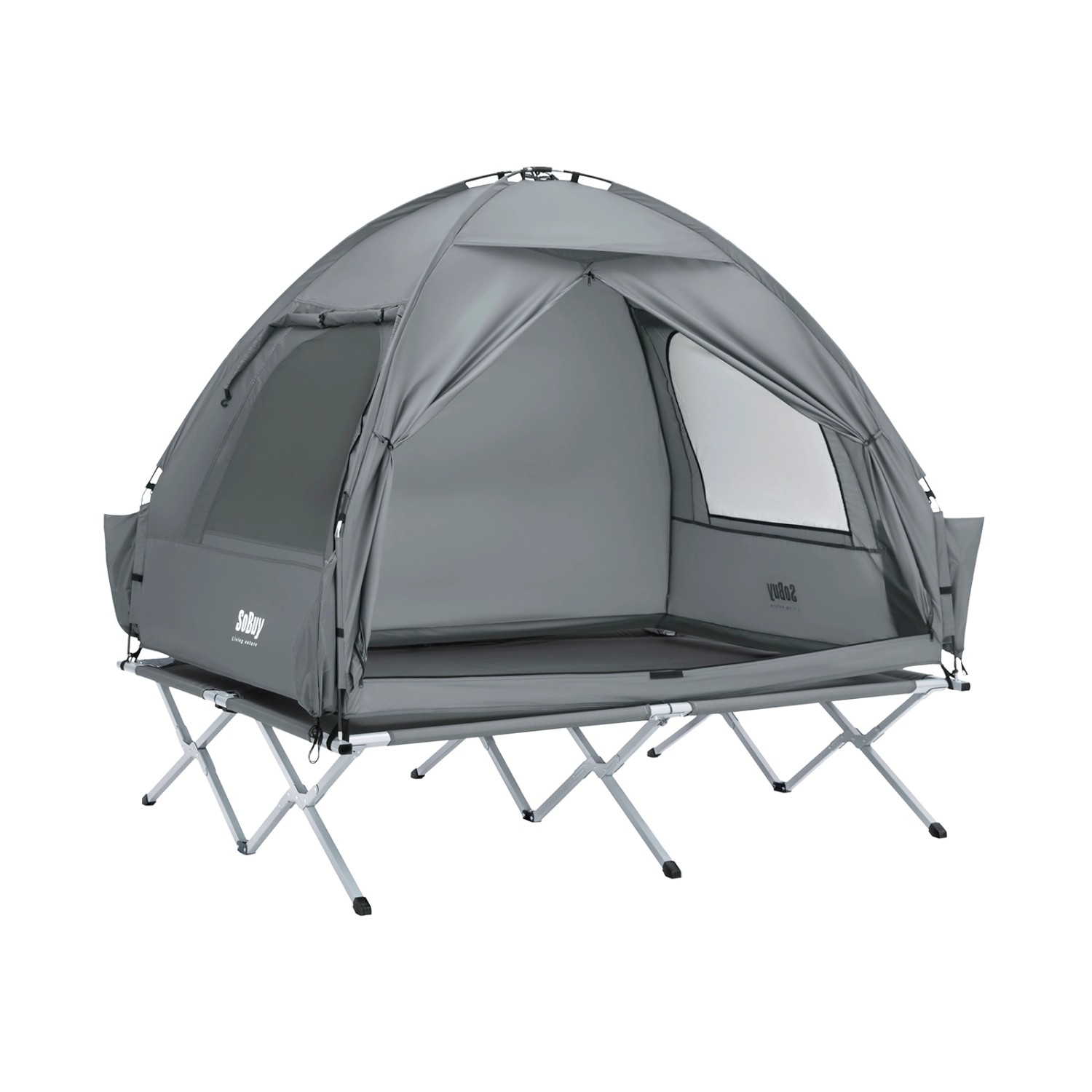 SoBuy 3in1-Zelt Campingzelt Outdoor 2 Person Grau 193x188x145cm OGS32-II-L- günstig online kaufen
