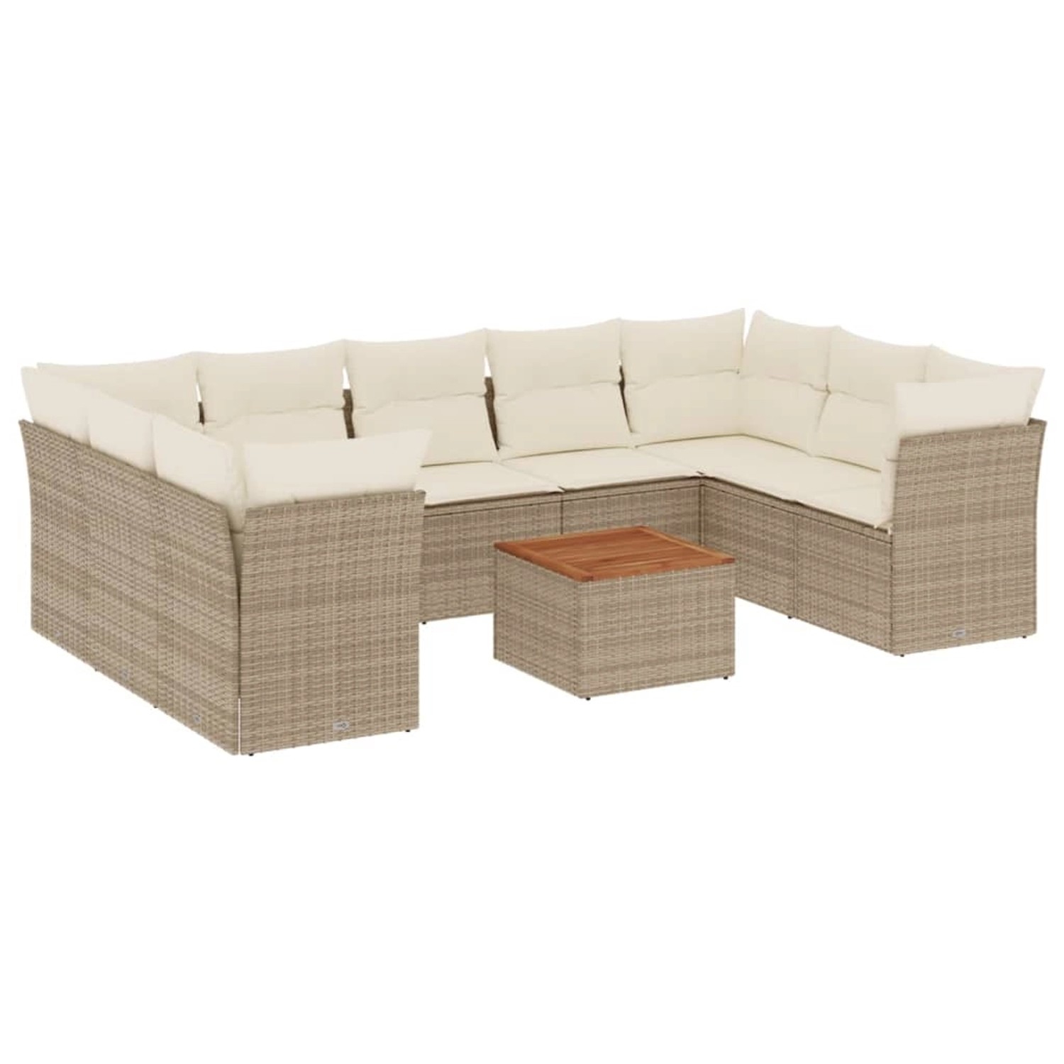 vidaXL 10-Tlg Garten-Sofagarnitur mit Kissen Beige Poly Rattan 3223804 günstig online kaufen