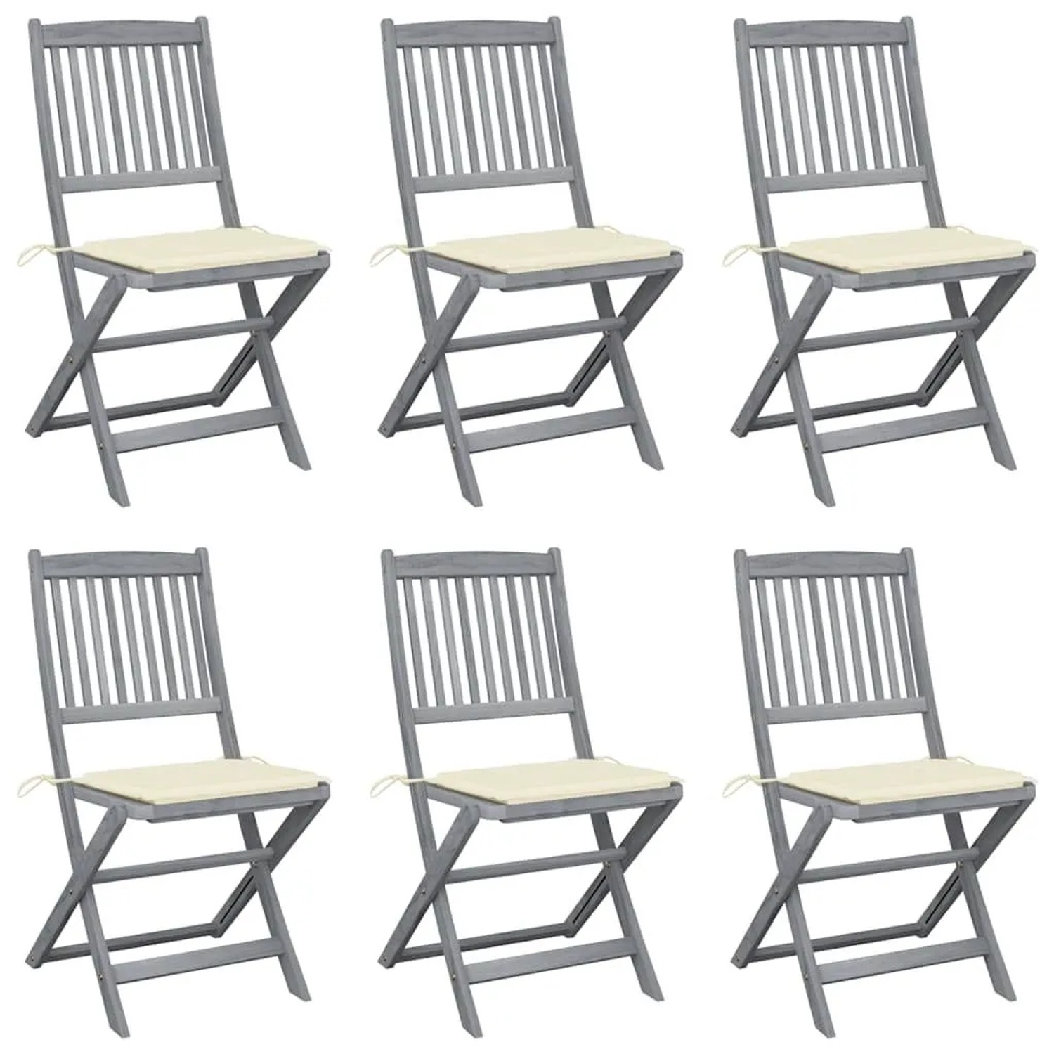 vidaXL Klappbare Gartenstühle 6 Stk mit Sitzkissen Massivholz Akazie 306543 günstig online kaufen