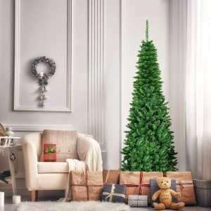 Costway Bleistift Weihnachtsbaum mit Led-Leuchten 200cm
