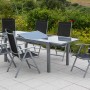 Merxx Gartenmöbel-Set Amalfi, 7-teilig, mit Esstisch, Klappsesseln, Aluminiumgestell und Glasplatte.