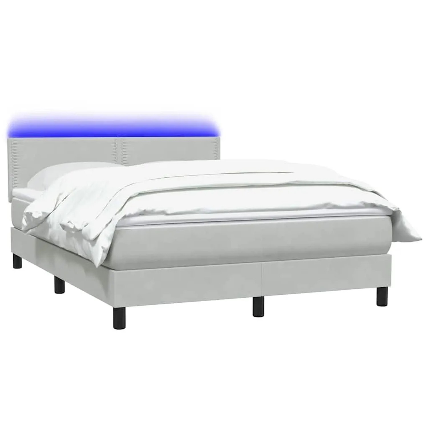 vidaXL Boxspringbett mit Matratze & LED Hellgrau 140x210 cm Samt 3316785 günstig online kaufen