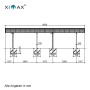 Technische Zeichnung: Ximax Carport Portoforte-60 Tandem, braun, Maße und Details.