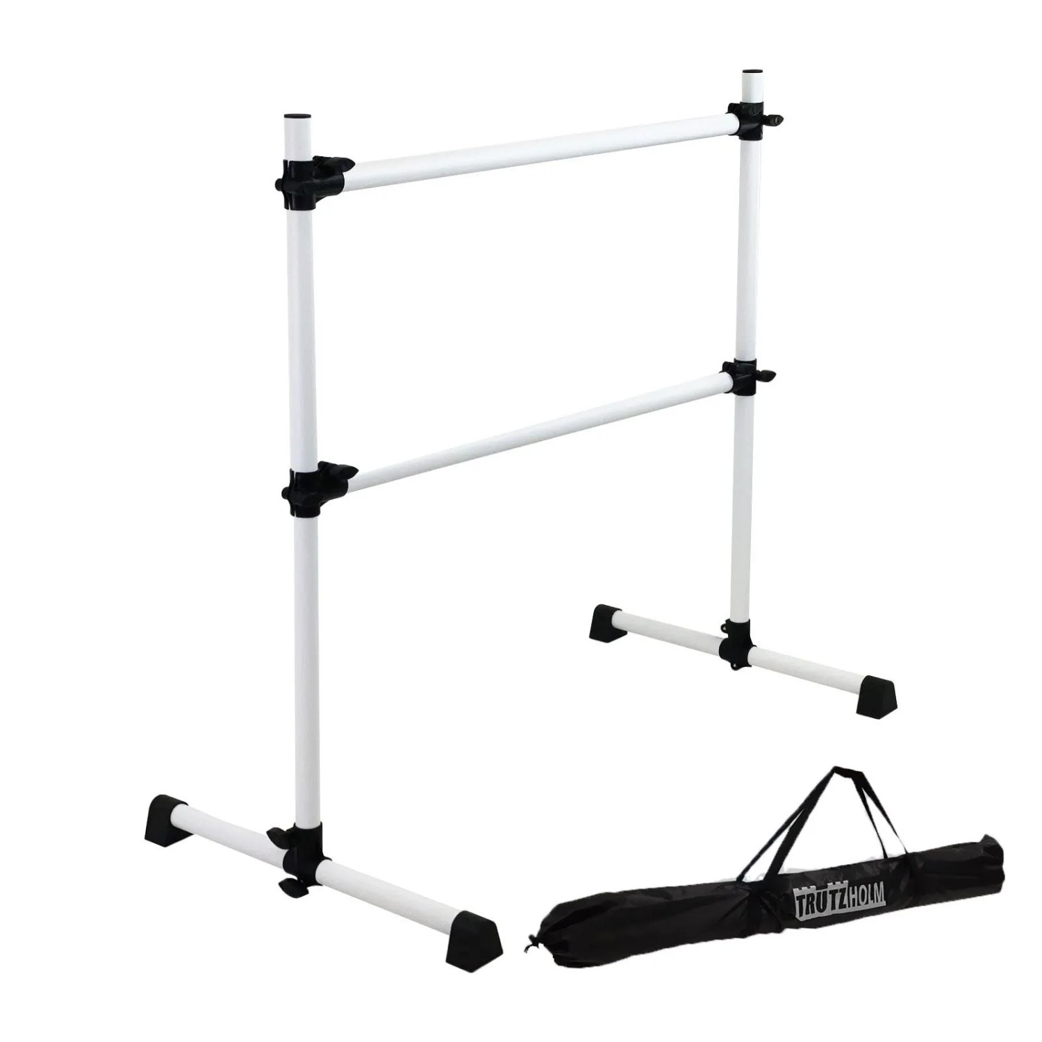 TRUTZHOLM Ballettstange höhenverstellbar 11–120 cm, 125 cm breit, für Ballett & Stretching, Freistehend, Doppelstange, werkzeuglose Montage, rutschfeste Gummifüße