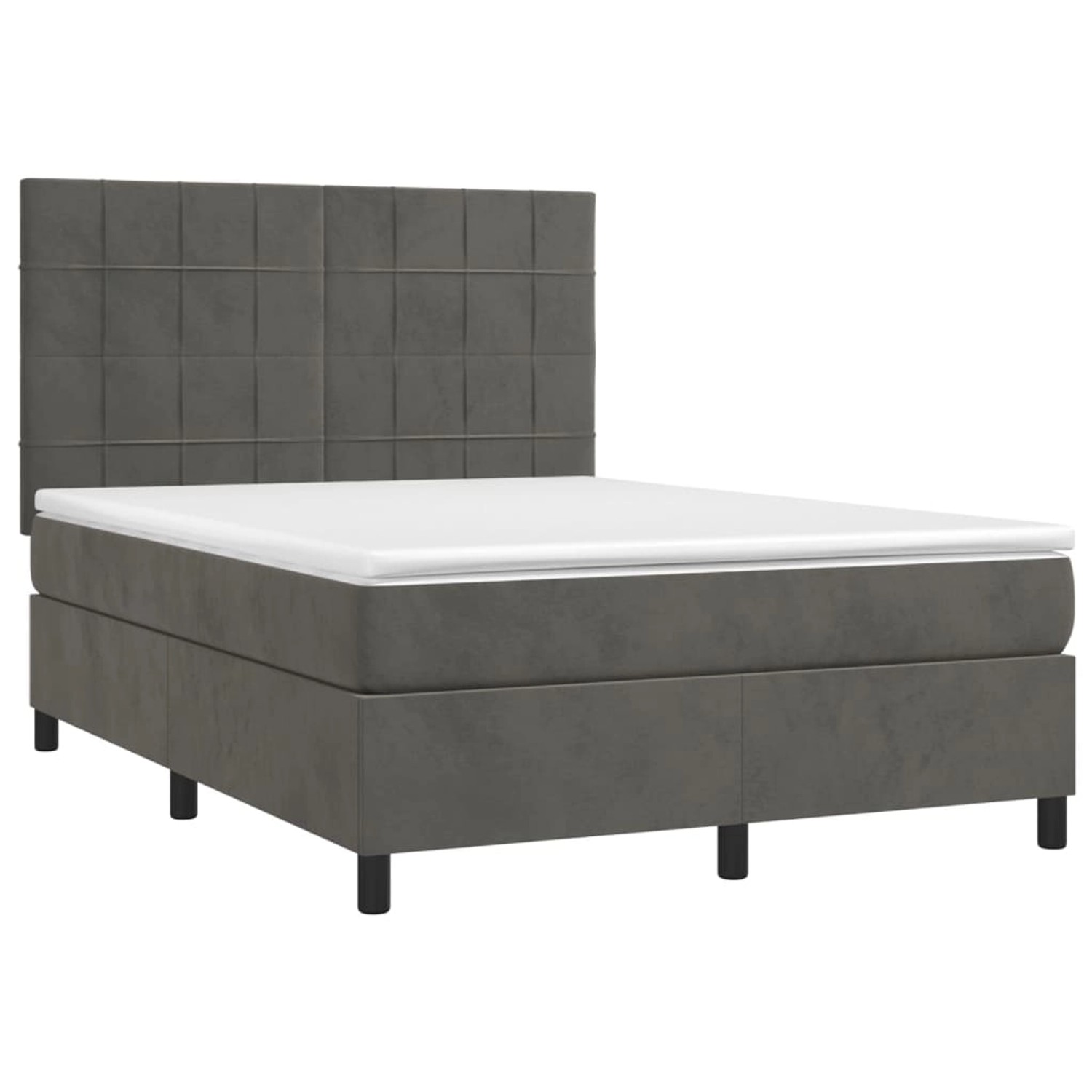 vidaXL Boxspringbett mit Matratze & LED Dunkelgrau 140x200 cm Samt 3136126 günstig online kaufen