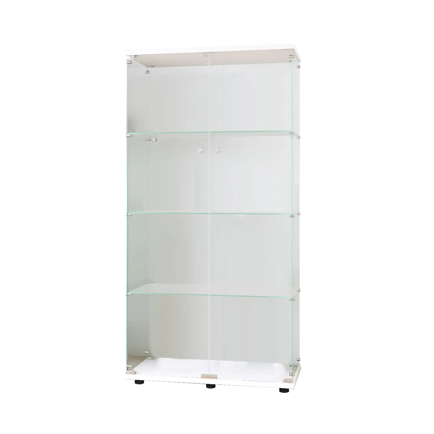 PXloue Vitrine mit Glastrennwand&LED-Glasvitrine 80x36x164cm Weiß