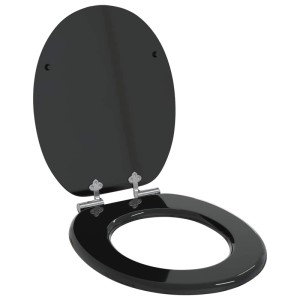 vidaXL Soft-Close Toilettensitz Schwarz 44 x 38 cm MDF-Platte 42027173