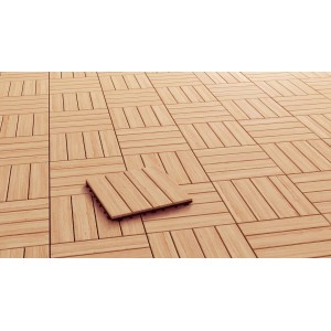 Verlegte Klickfliesen Douglasie, 30x30 cm, für Terrasse & Balkon. Holzfliesen mit Klicksystem, 4 Stück.