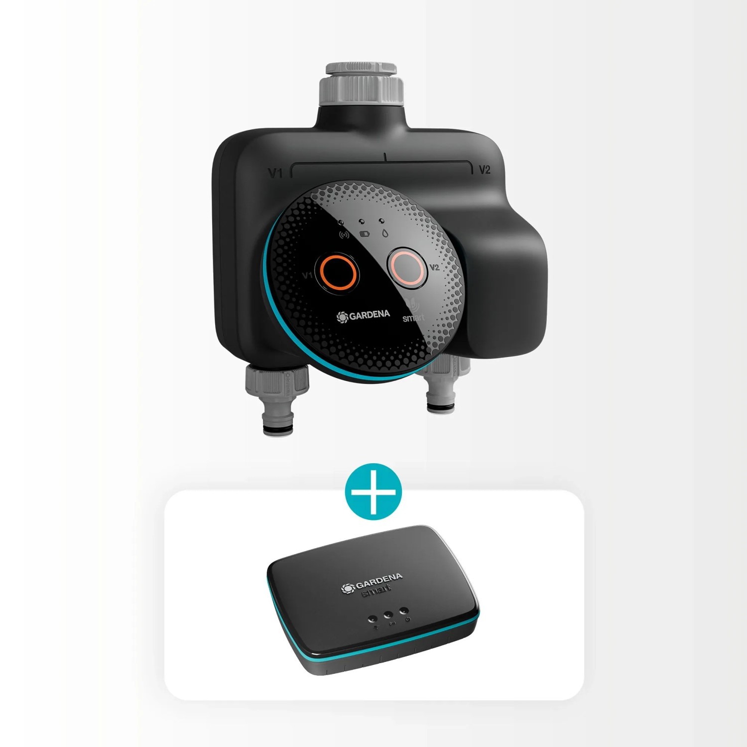 Gardena Smart Dual Water Control mit Gateway zur Steuerung der Gartenbewässerung.