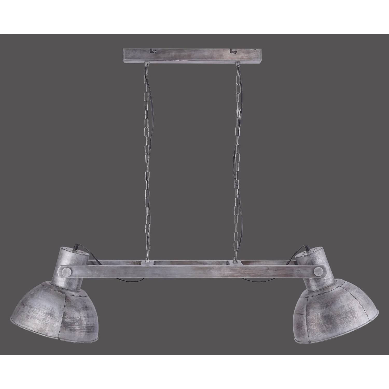 2-flammige Pendelleuchte Samia im Industrial-Look aus Eisen, Leuchtenköpfe schwenkbar.