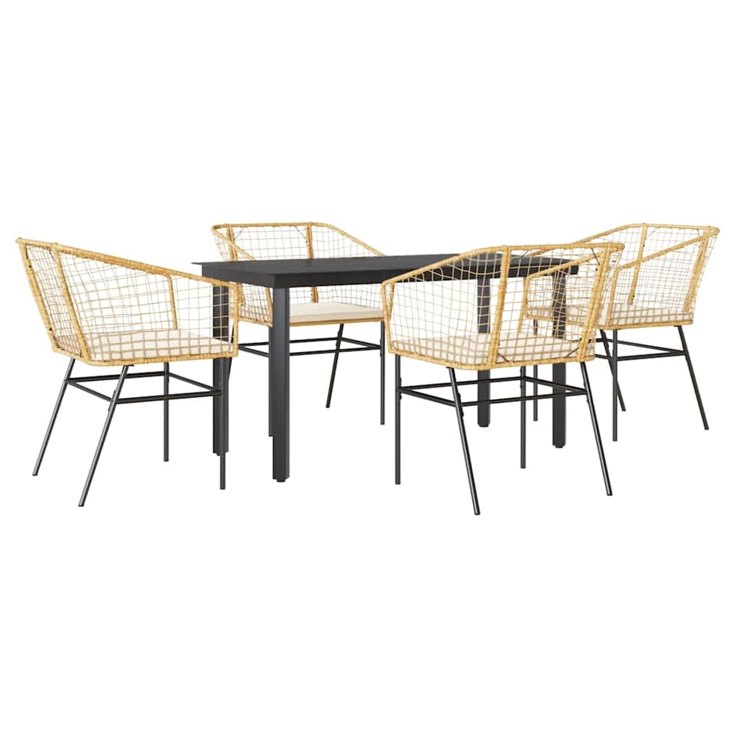 vidaXL 5-Tlg Garten-Essgruppe mit Kissen Braun Poly Rattan Glas 3334606 günstig online kaufen