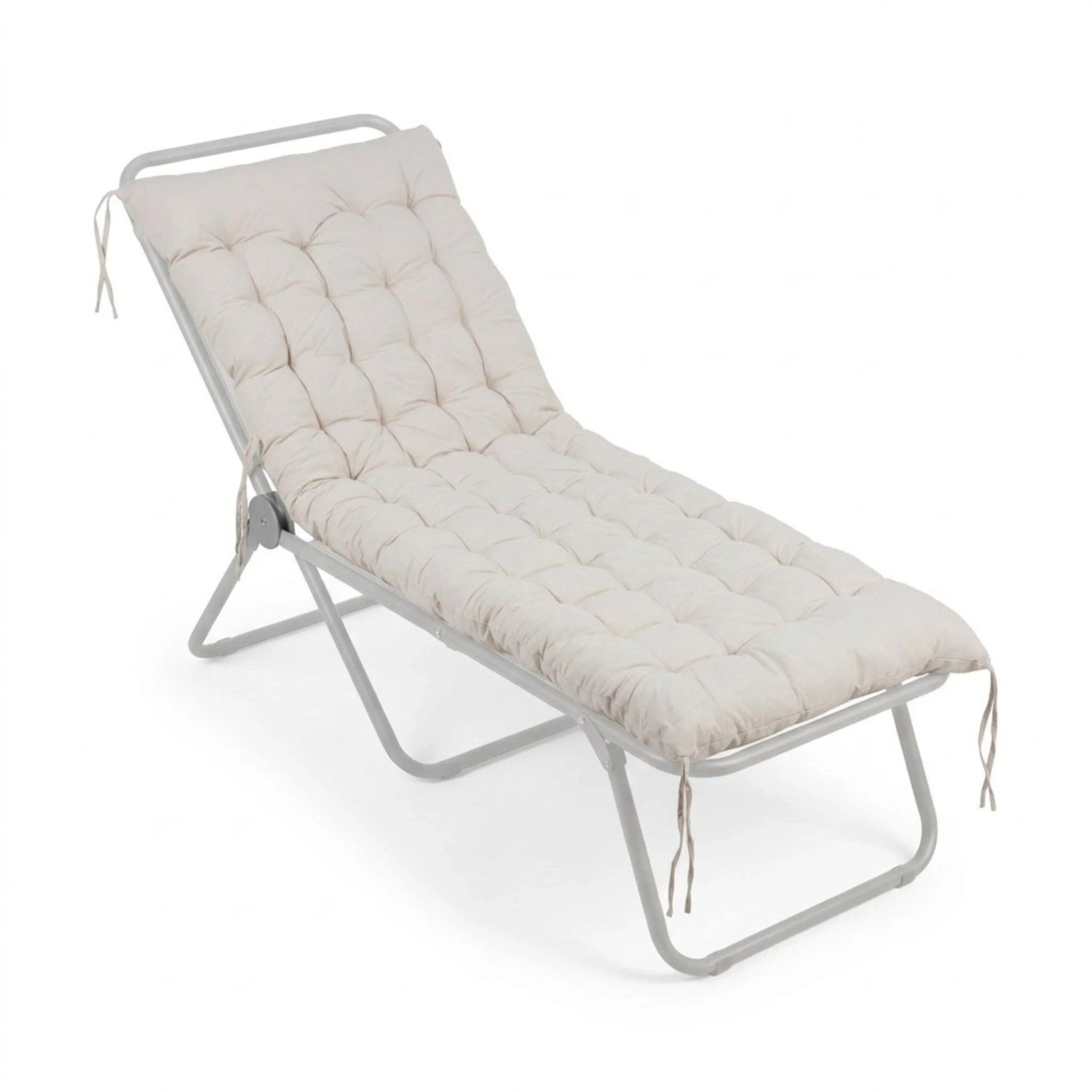 Relaxdays Bankauflage Polyester Beige Gesteppt mit Bindebändern 190 cm x 70 cm