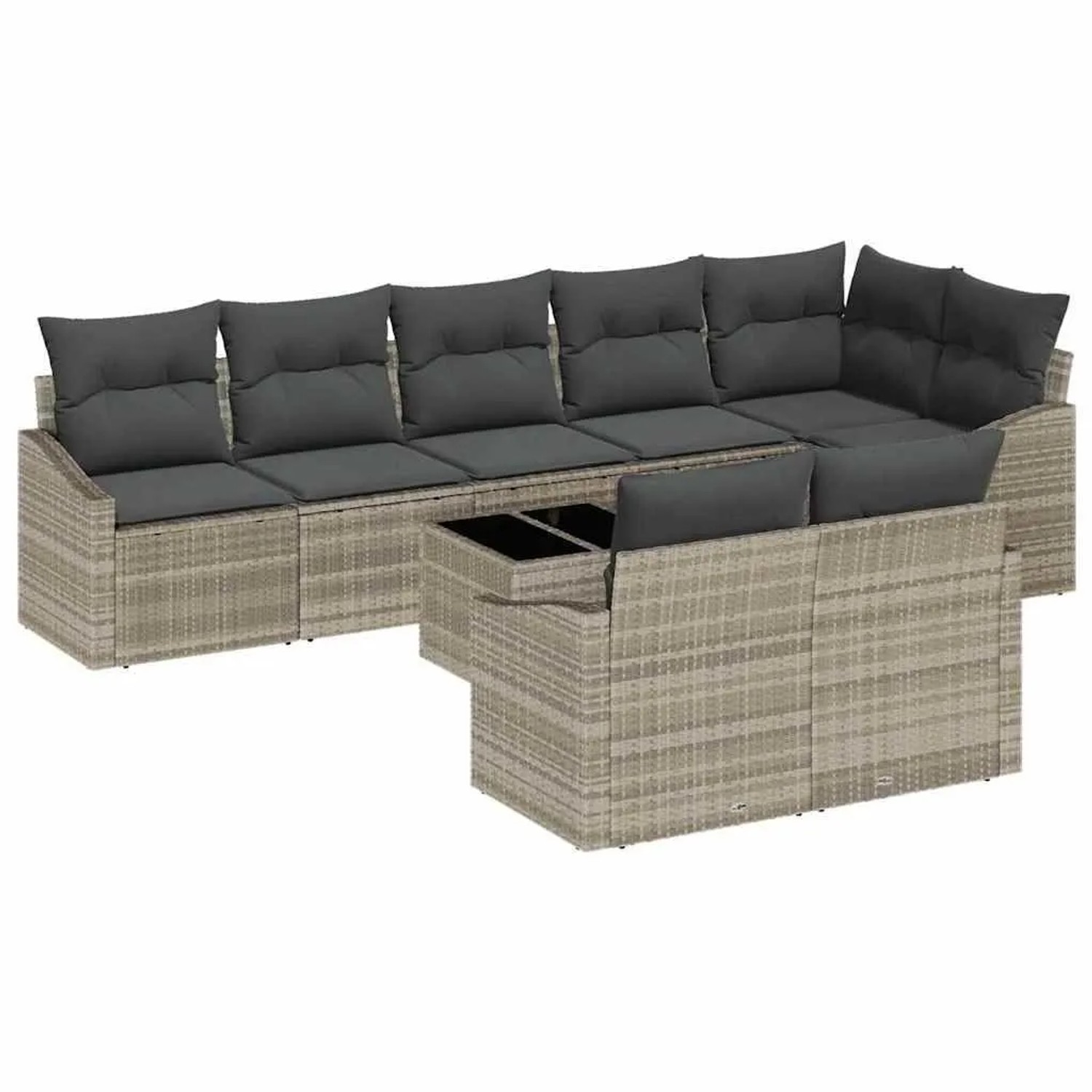 vidaXL Gartensofa-set mit Kissen 9-Tlg Hellgrau Poly-Rattan 3355451 günstig online kaufen