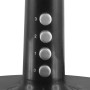 Detailaufnahme: Bedienelemente des schwarzen Emerion Tischventilators (30 cm) mit Geschwindigkeitsstufen.