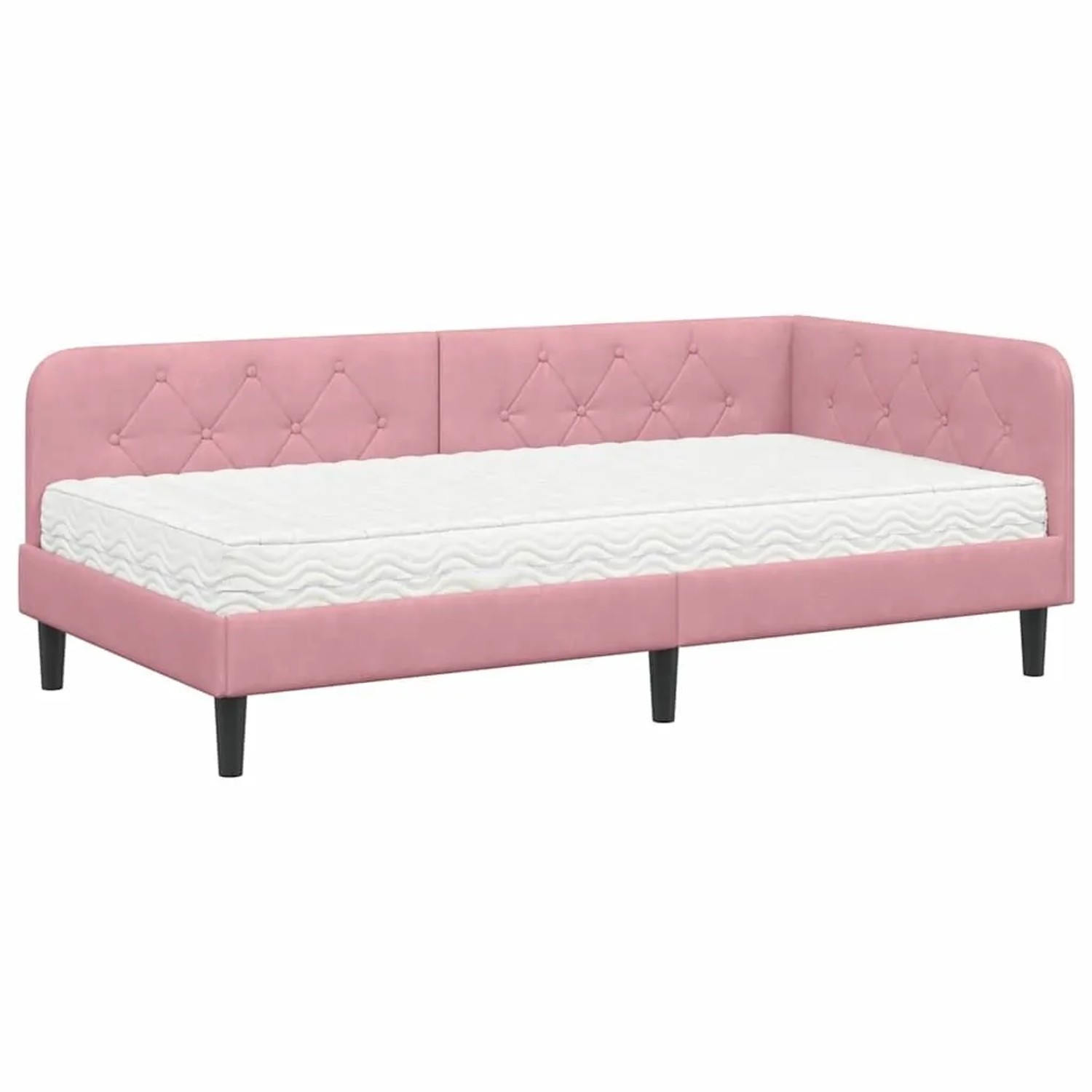 vidaXL Eckbettgestell mit Matratze mit Kopfteil Rosa 90 x 200 cm Samt 33941 günstig online kaufen