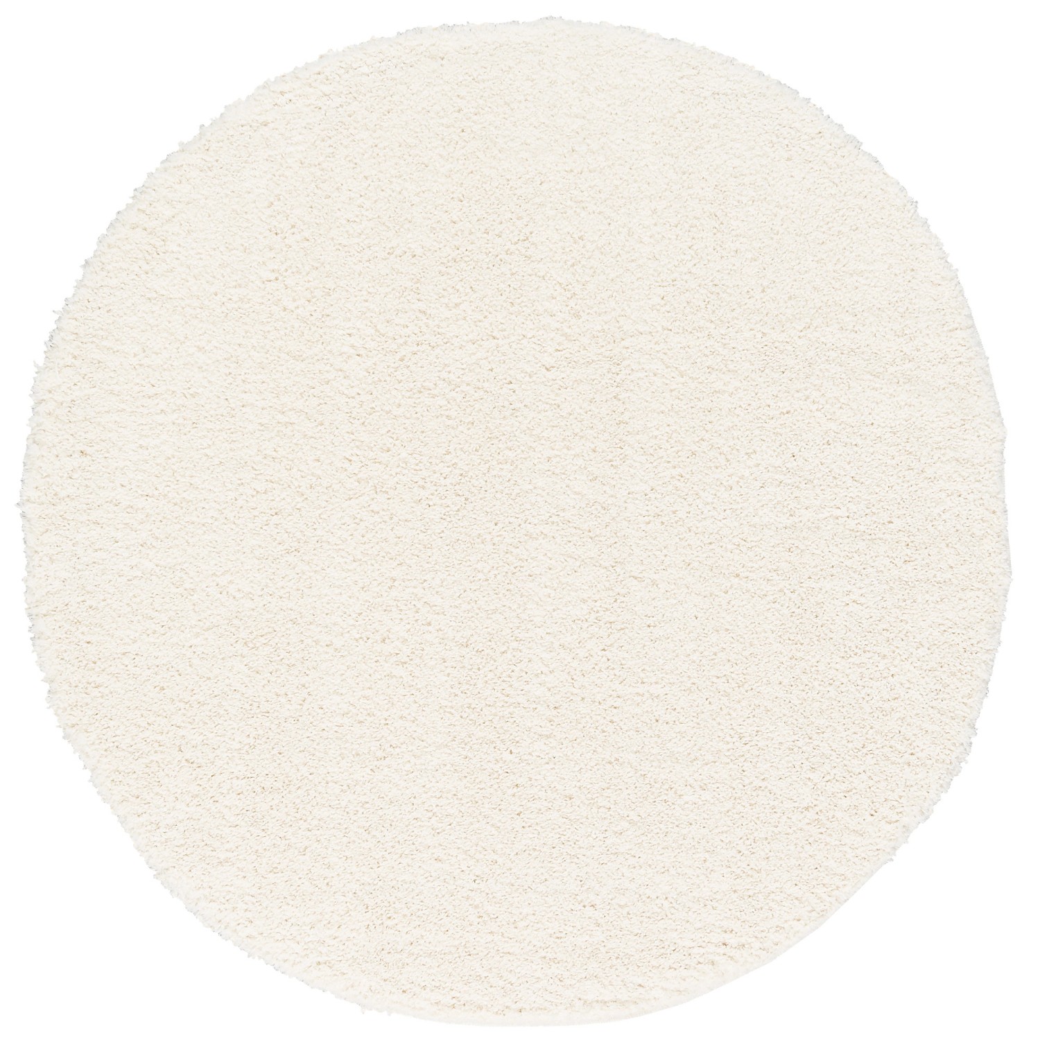 Runder, weißer Langflor Teppich Aloha von Pergamon, 120cm Durchmesser.