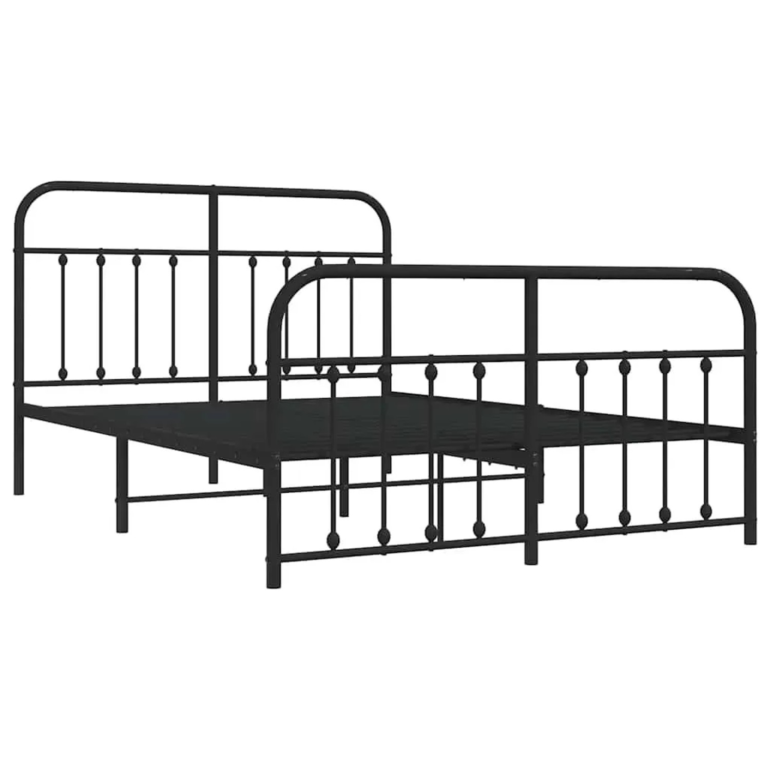 vidaXL Bettgestell mit Kopf- und Fußteil Metall Schwarz 135x190 cm 352595