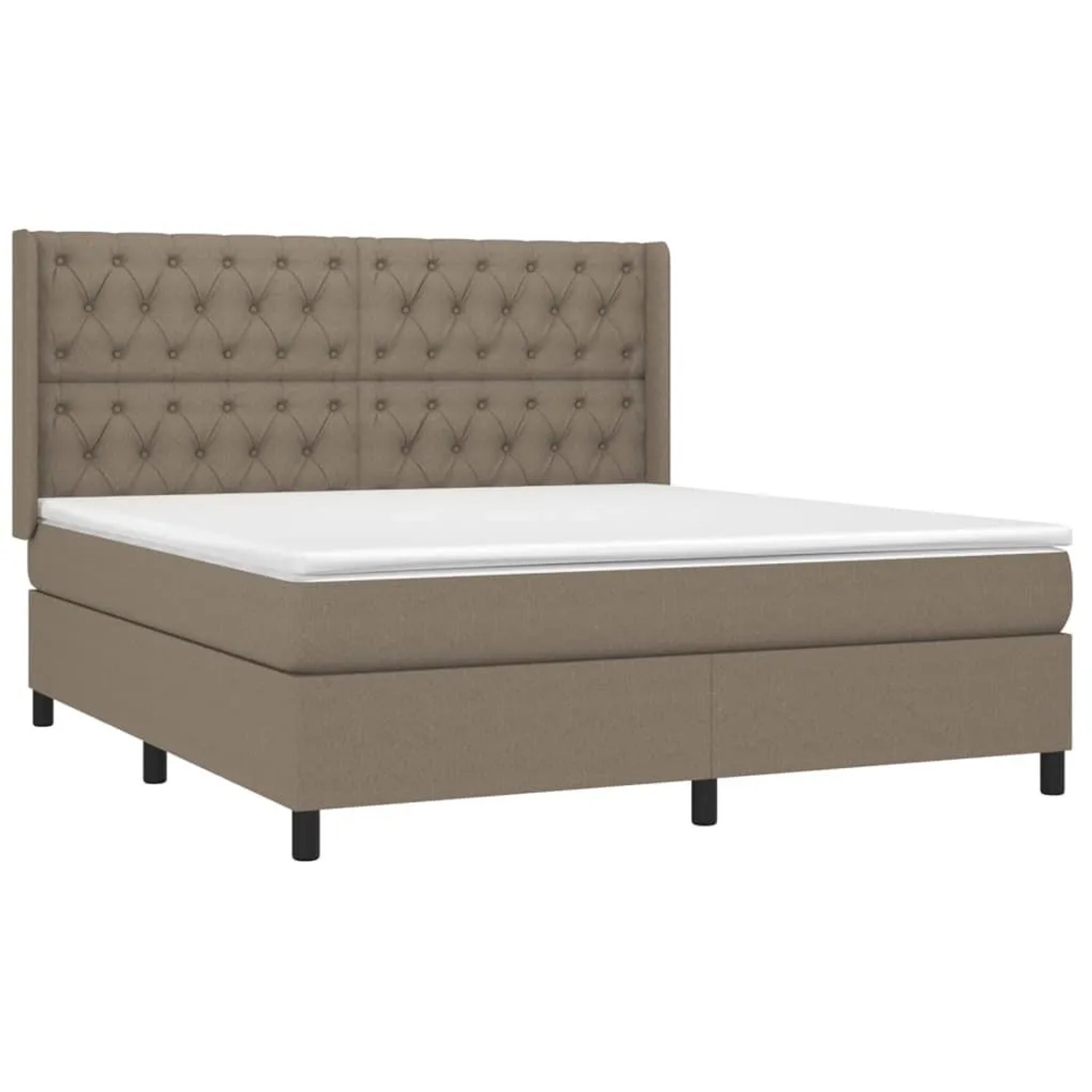 vidaXL Boxspringbett mit Matratze und LED Taupe 160x200 cm Stoff 3138569