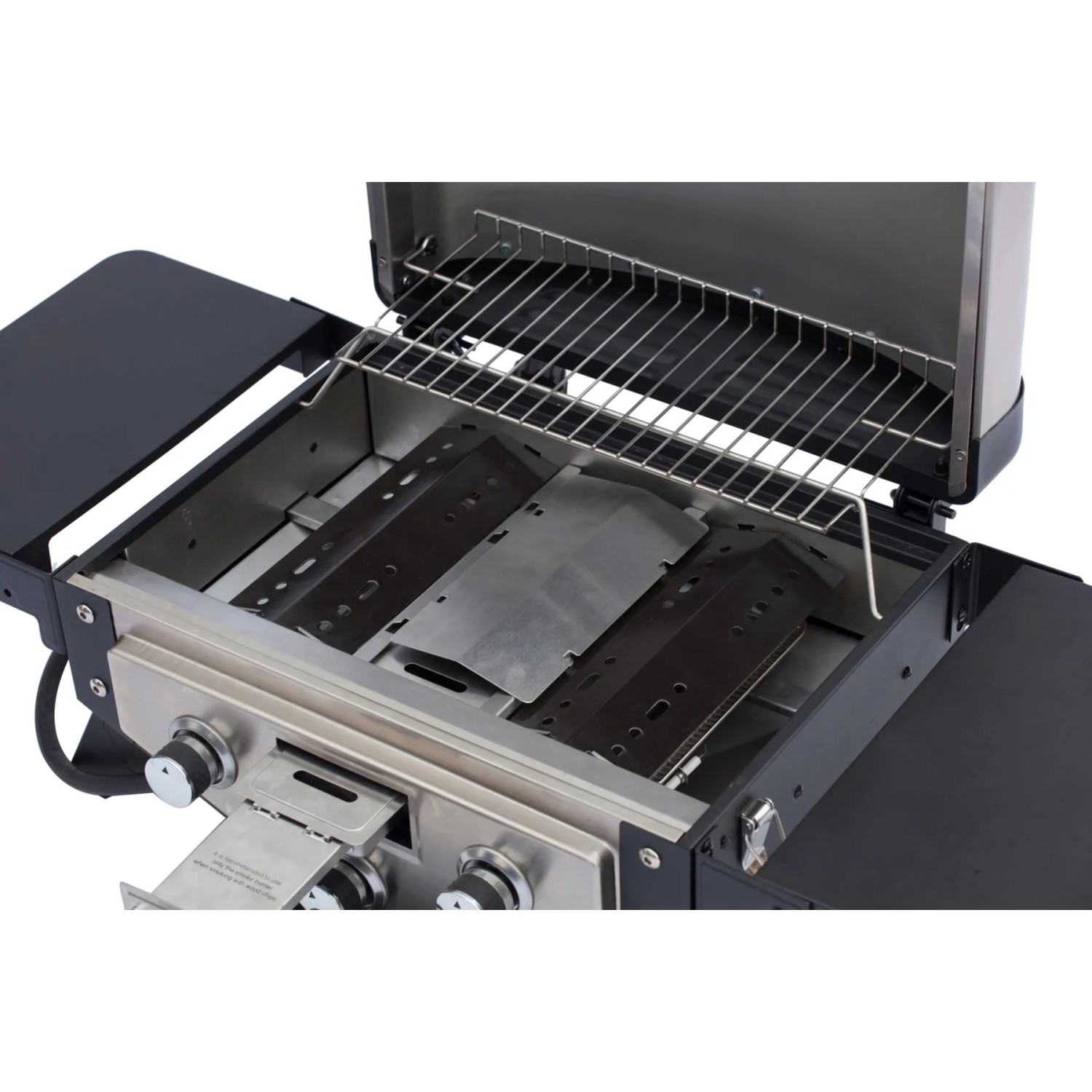 El Fuego Tischgasgrill Smoker Medison, 2 Brenner, silberfarben, mit Grill- und Warmhalterost.