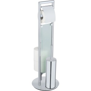 Wenko WC-Garnitur Sulmona aus Edelstahl glänzend mit Toilettenpapierhalter und WC-Bürste.