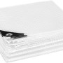 Gestapelte, transparente WOLTU Abdeckplane 3x6 m aus PE-Gewebe mit Ösen und verstärkten Ecken.