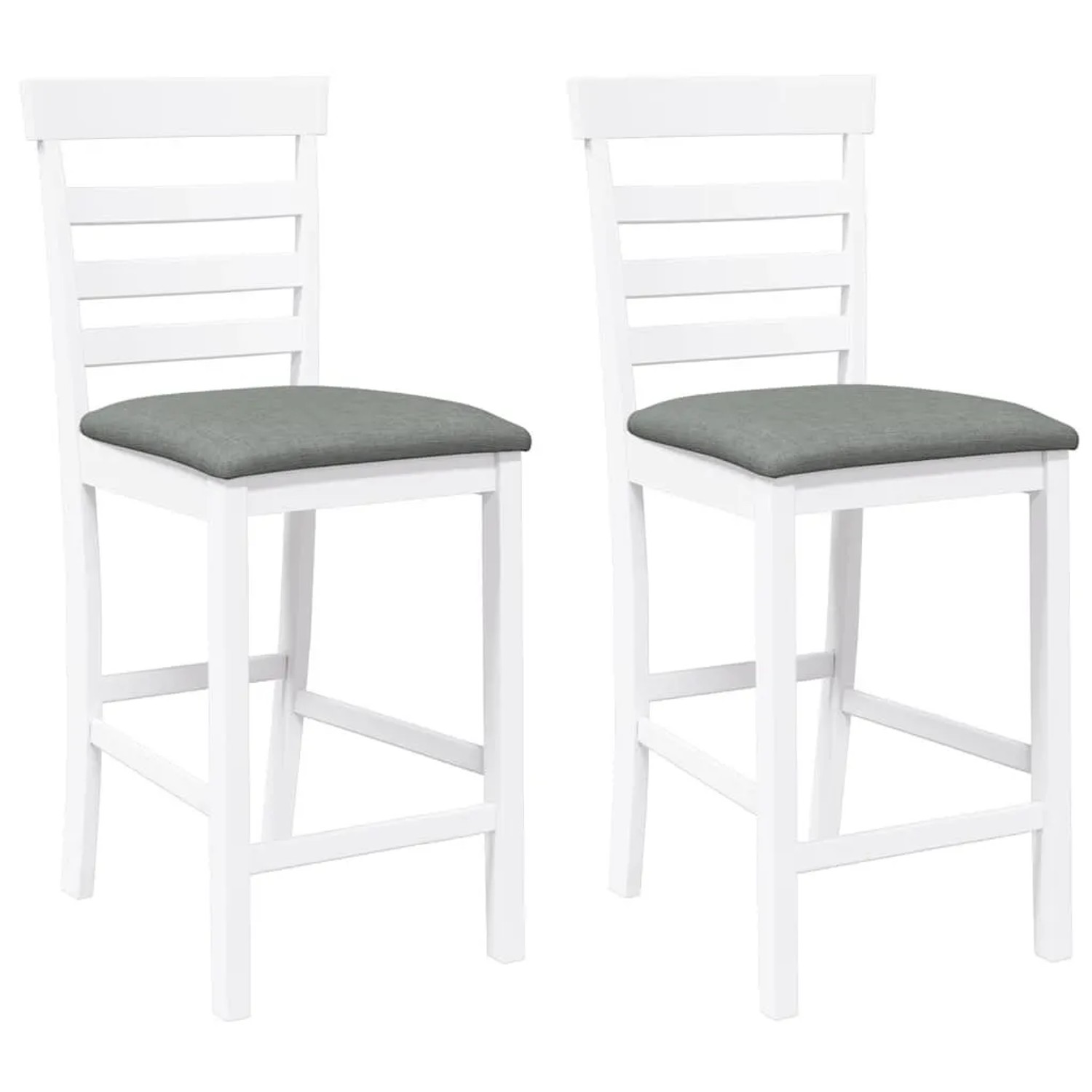 vidaXL Barhocker mit Kissen 2 Stk Weiß Massivholz Gummibaum 4102541