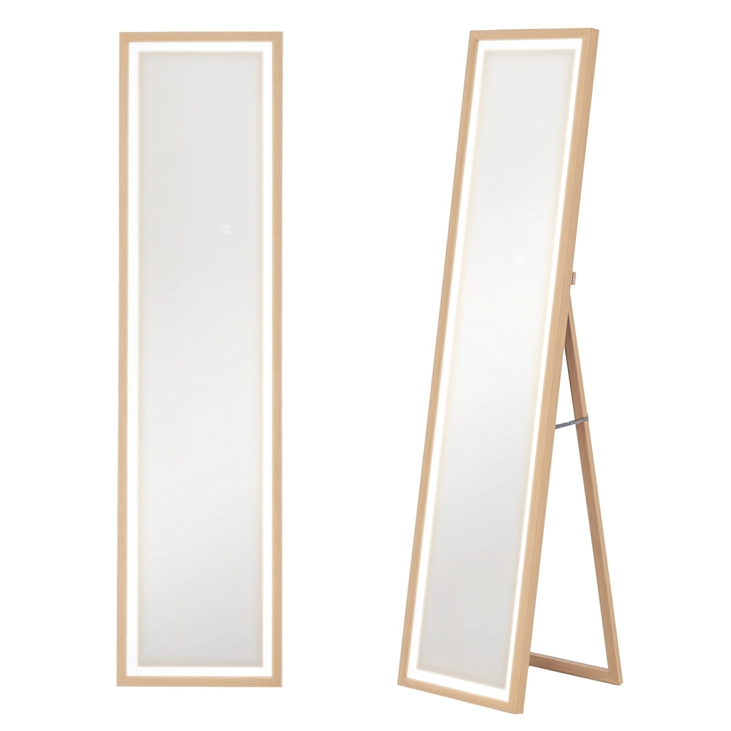 HOMCOM Ganzkörperspiegel Hartglas MDF 40L x 5B x 160H cm Eiche