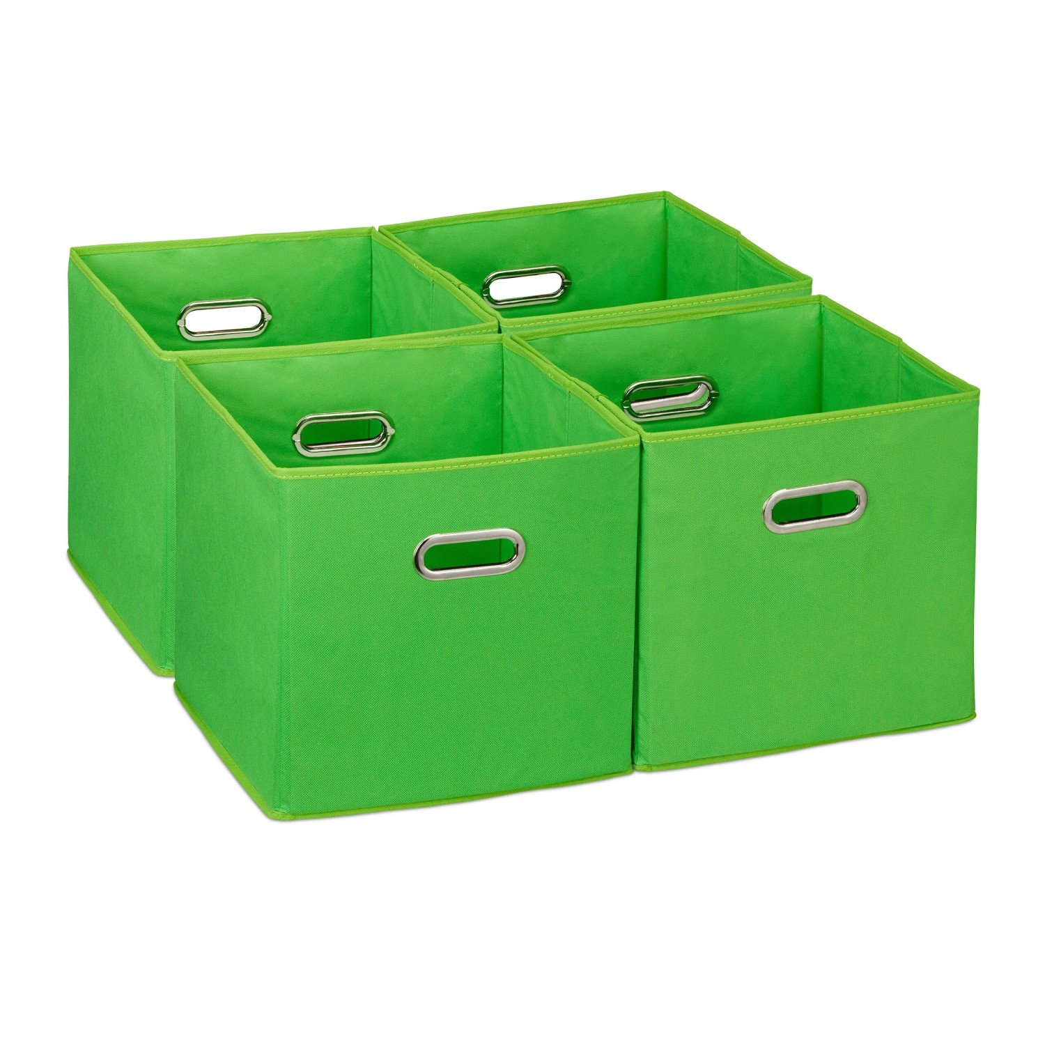 Relaxdays Aufbewahrungsbox 4er Set Polyester Grün Faltbar 30 cm x 30 cm x 30 cm