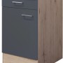 Flex-Well Unterschrank Morena, 50 cm, Basaltgrau/San Remo Eiche, mit Schublade und Tür.