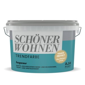 Eimer Schöner Wohnen Trendfarbe Lagune, matte, türkisblaue Wandfarbe für Innenräume, 2,5 l.