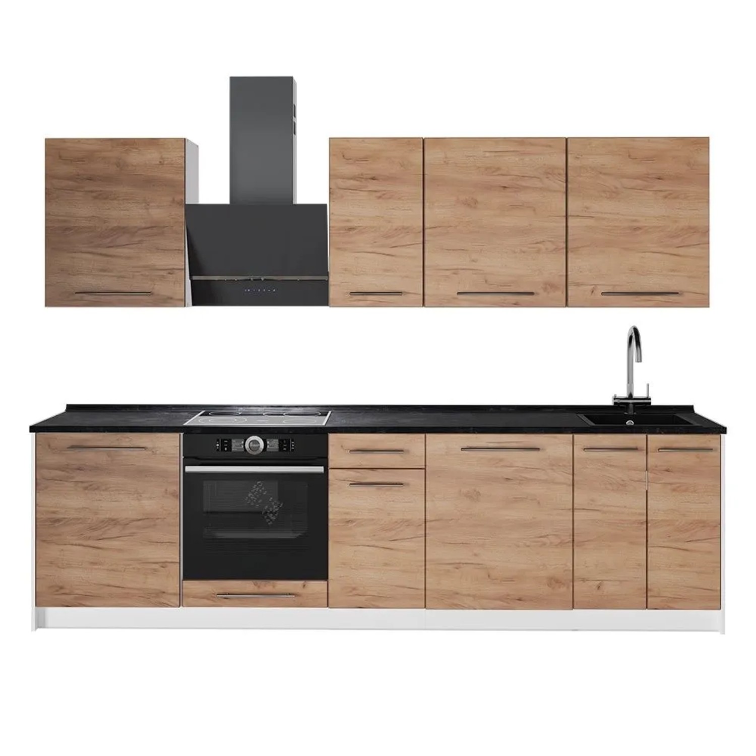 Vicco Küchenzeile Fame-Line Goldkraft Eiche/Weiß 280 x 82 AP Anthrazit Art Nr 62946