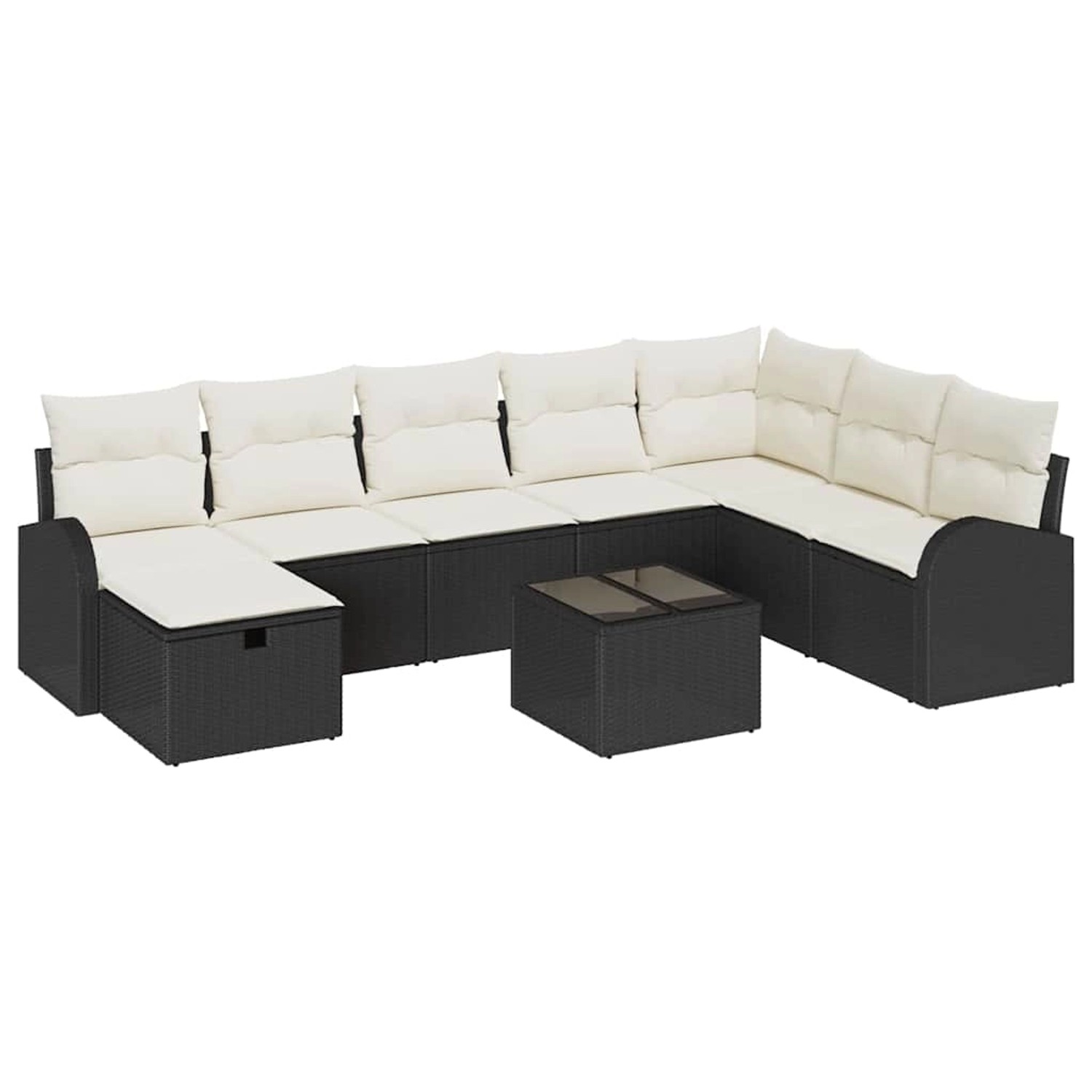 vidaXL Garten-Sofa-Set mit Kissen 9-Tlg Schwarz Poly Rattan 3360468 günstig online kaufen