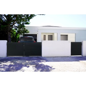 Casanoov Stahltor Nali, 120 cm hoch, mattschwarz, mit 2 Stahlpfosten als Gartentor.